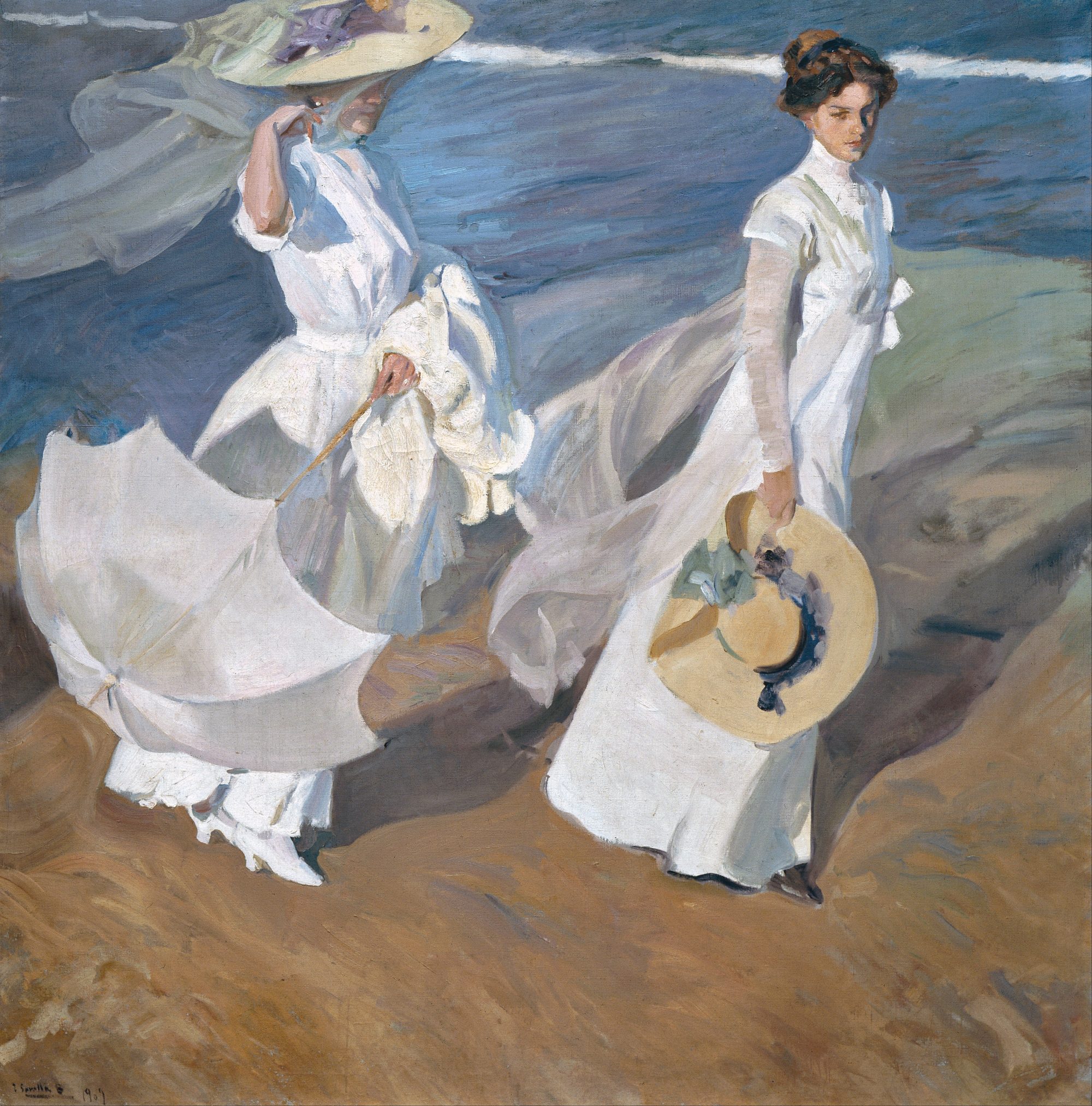 Strolling along the seashore, Joaquin Sorolla